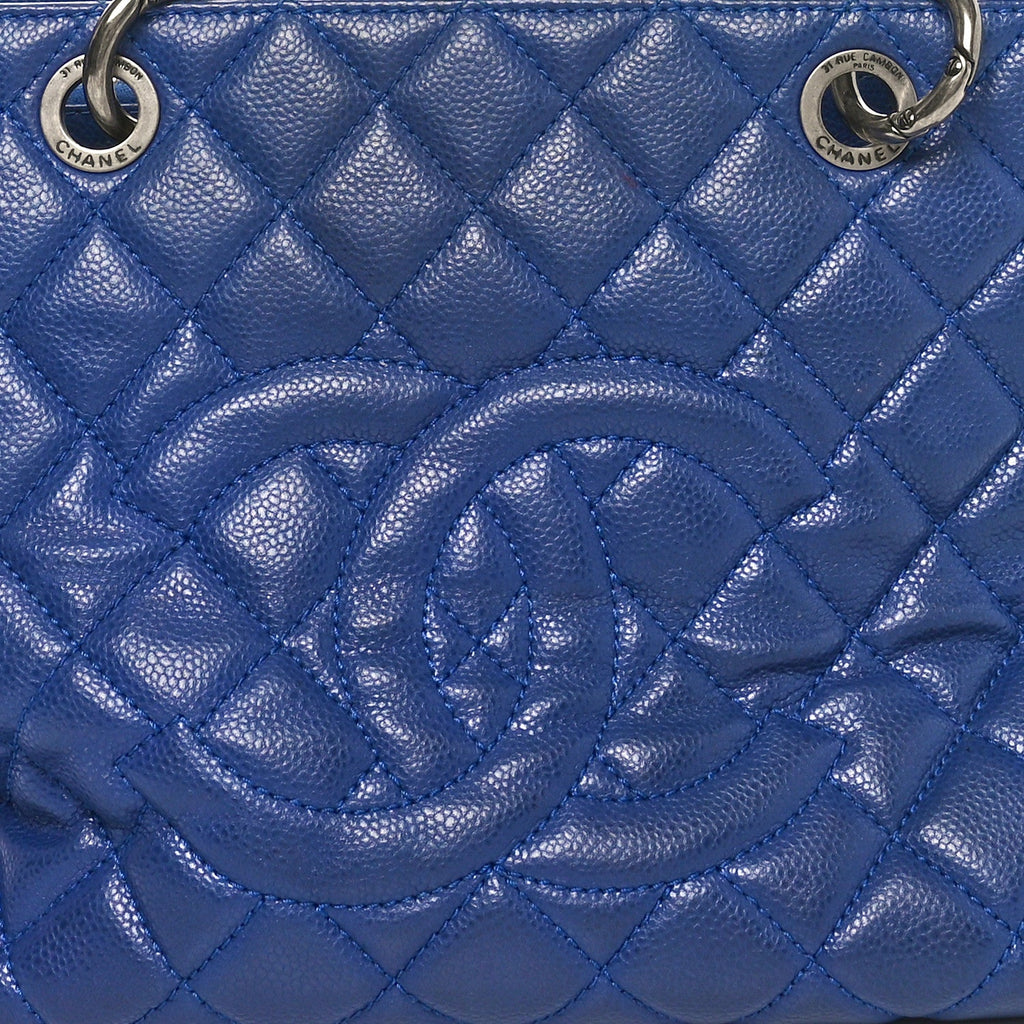 Caviar Quilted Grand Shopping Tote GST Blue