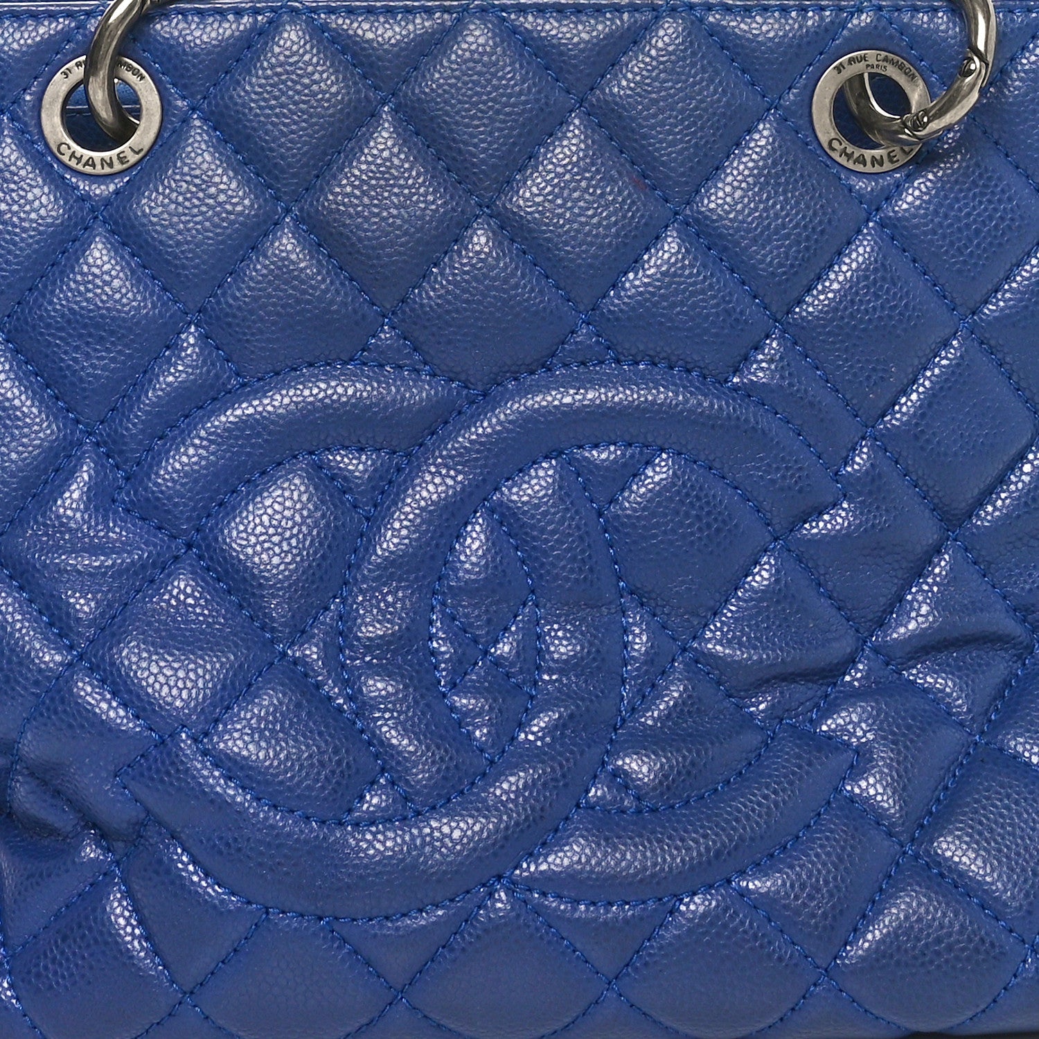 Caviar Quilted Grand Shopping Tote GST Blue