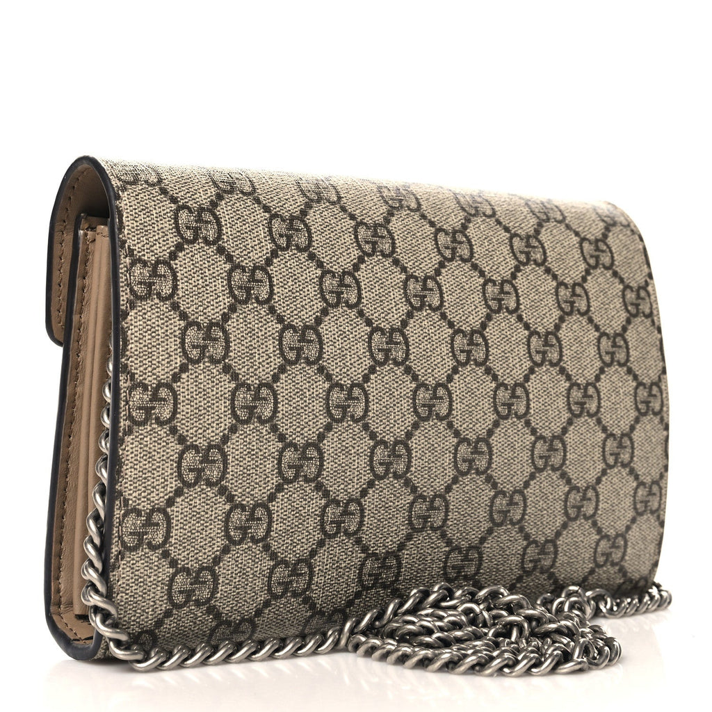 GG Supreme Monogram Mini Dionysus Chain Wallet Beige Taupe