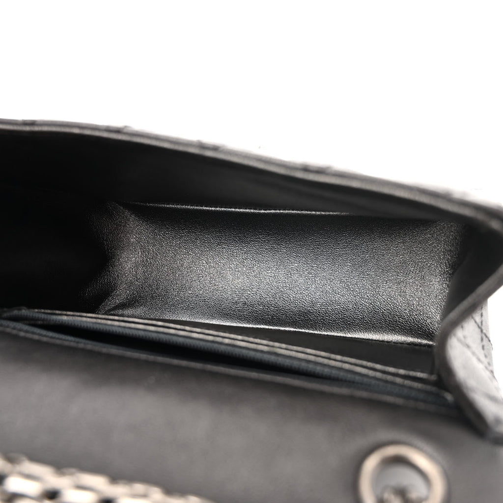 Metallic Sheepskin Quilted 2.55 Reissue Mini Flap Dark Silver