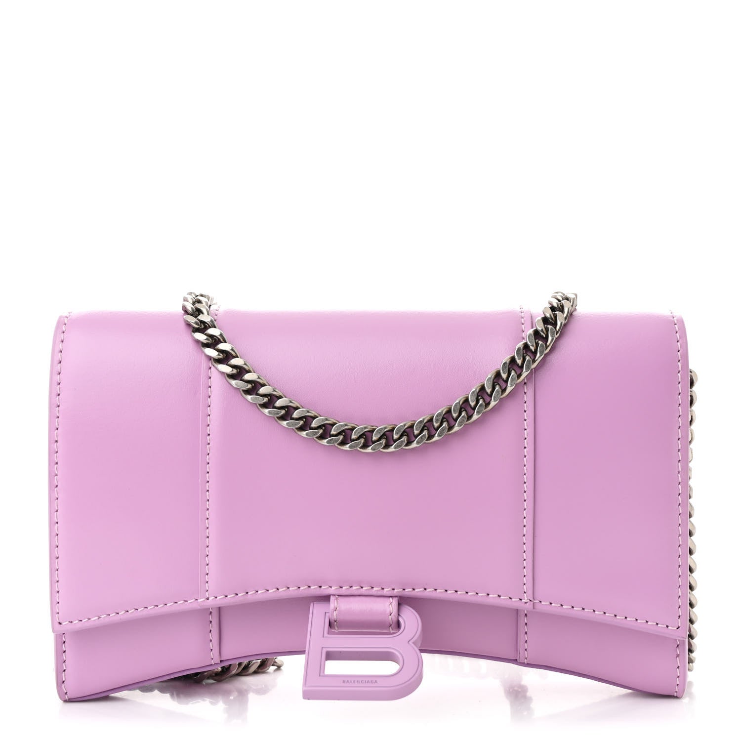 Shiny Box Calfskin Tonal B Hourglass Chain Bag Liliac