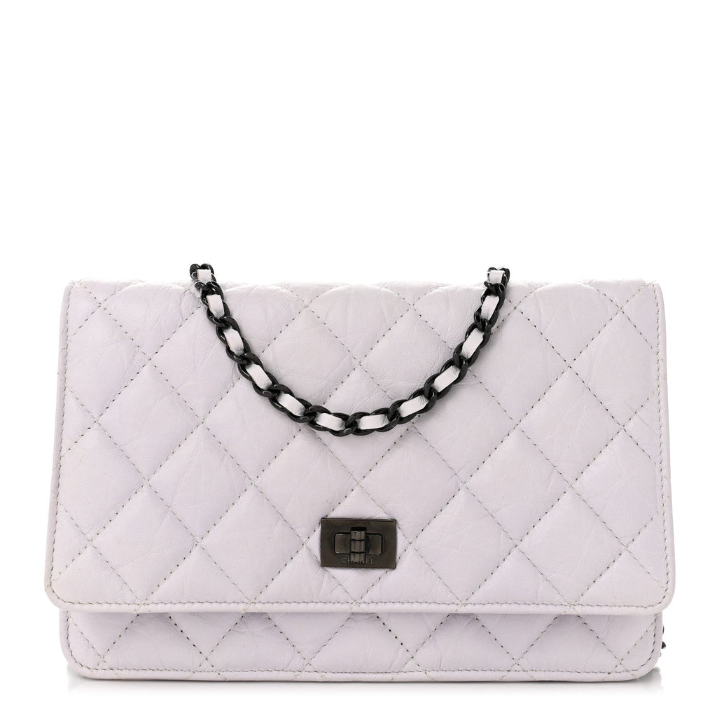 Aged Calfskin Quilted Reissue Wallet On Chain WOC White