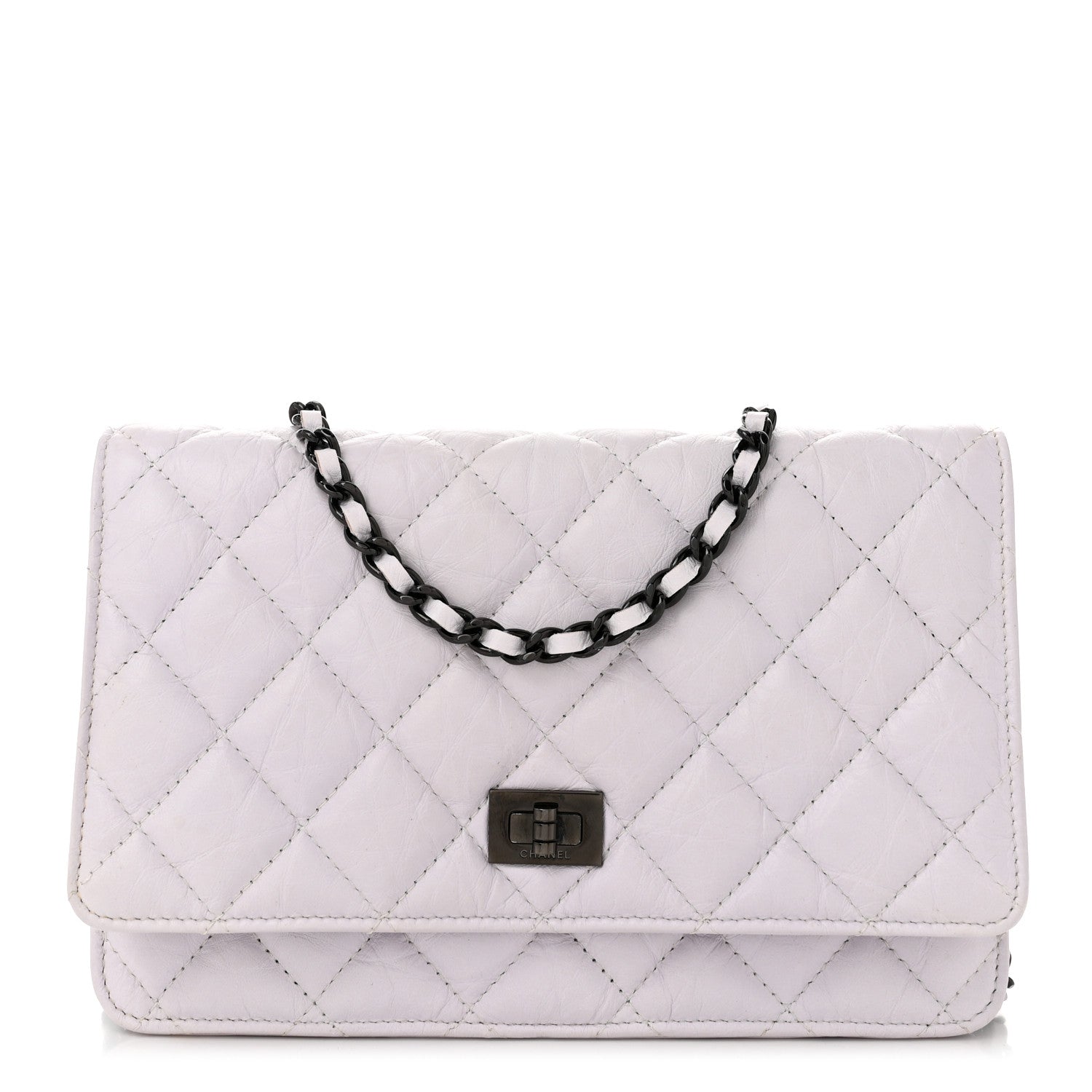 Aged Calfskin Quilted Reissue Wallet On Chain WOC White