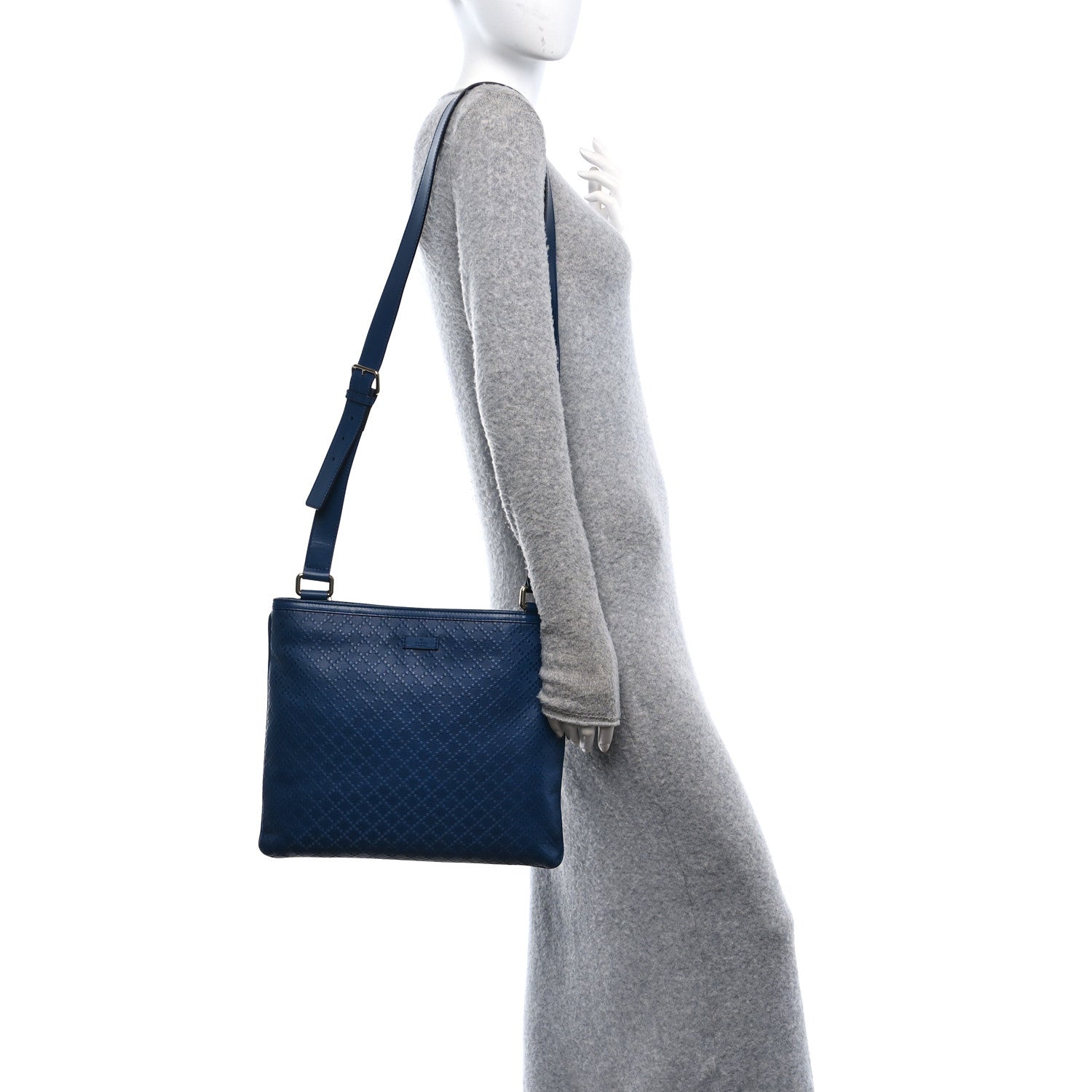 Hilary Lux Bright Diamante Medium Flat Messenger Bag Blue