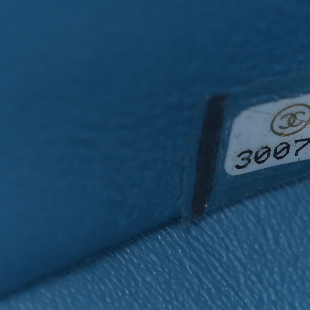 Caviar Quilted Small Double Flap Blue