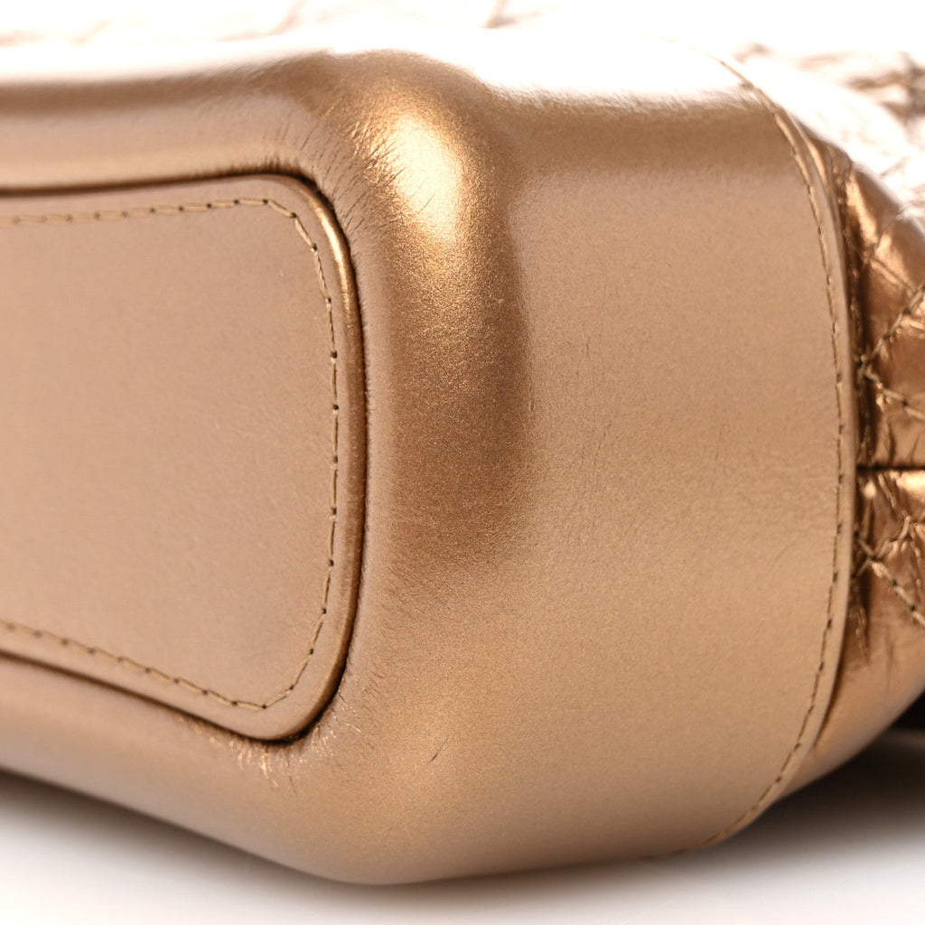 Metallic Aged Calfskin Quilted Small Gabrielle Hobo Bronze