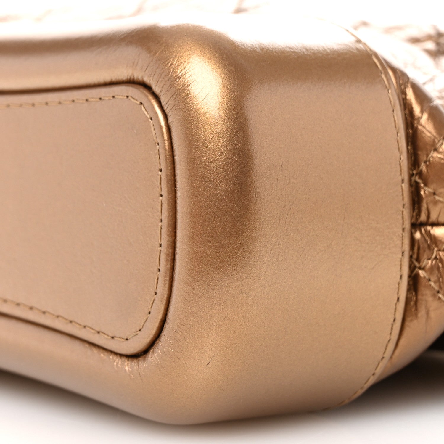 Metallic Aged Calfskin Quilted Small Gabrielle Hobo Bronze