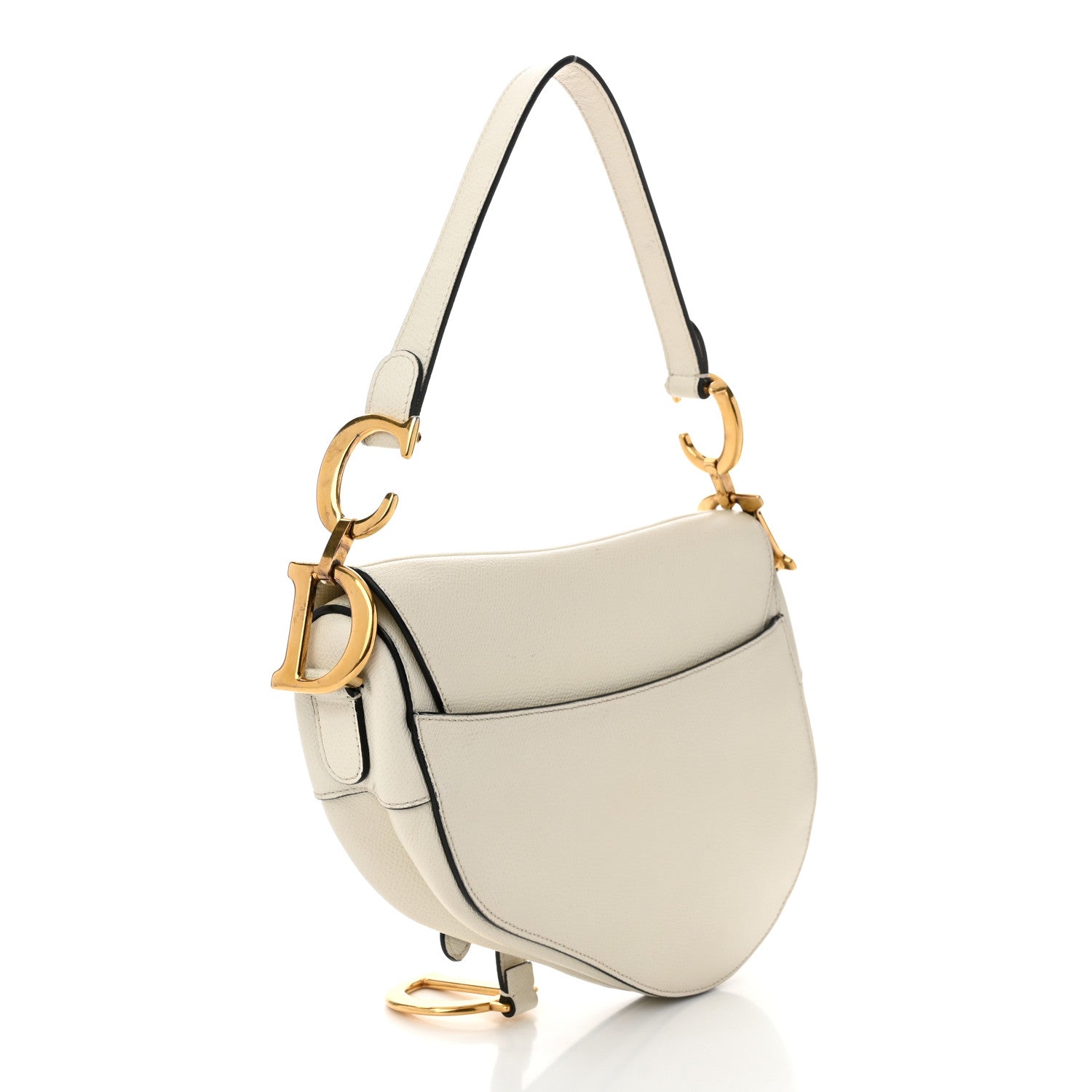 Grained Calfskin Saddle Bag White