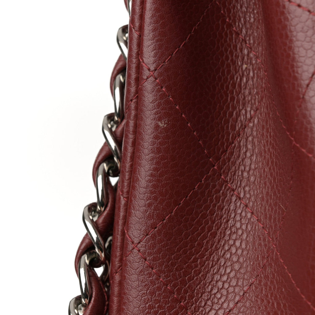 Caviar Quilted Jumbo Double Flap Dark Red