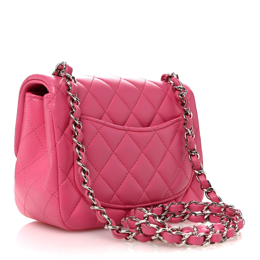 Lambskin Quilted Mini Square Flap Pink