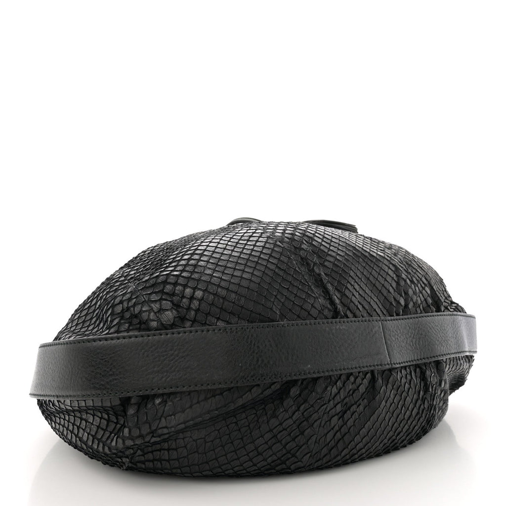 Snakeskin Medium Interlocking Icon Shoulder Bag Black