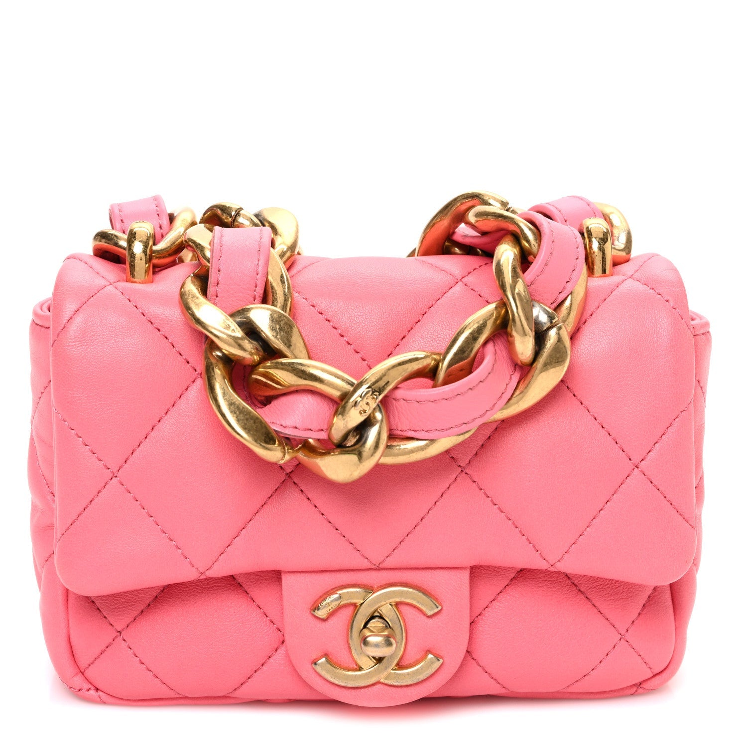 Lambskin Quilted Mini Funky Town Flap Pink