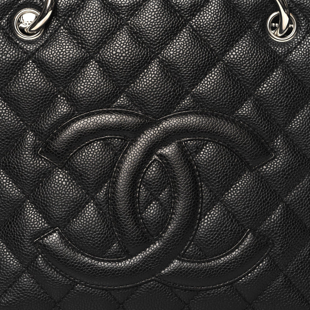 Caviar Quilted Grand Shopping Tote GST Black
