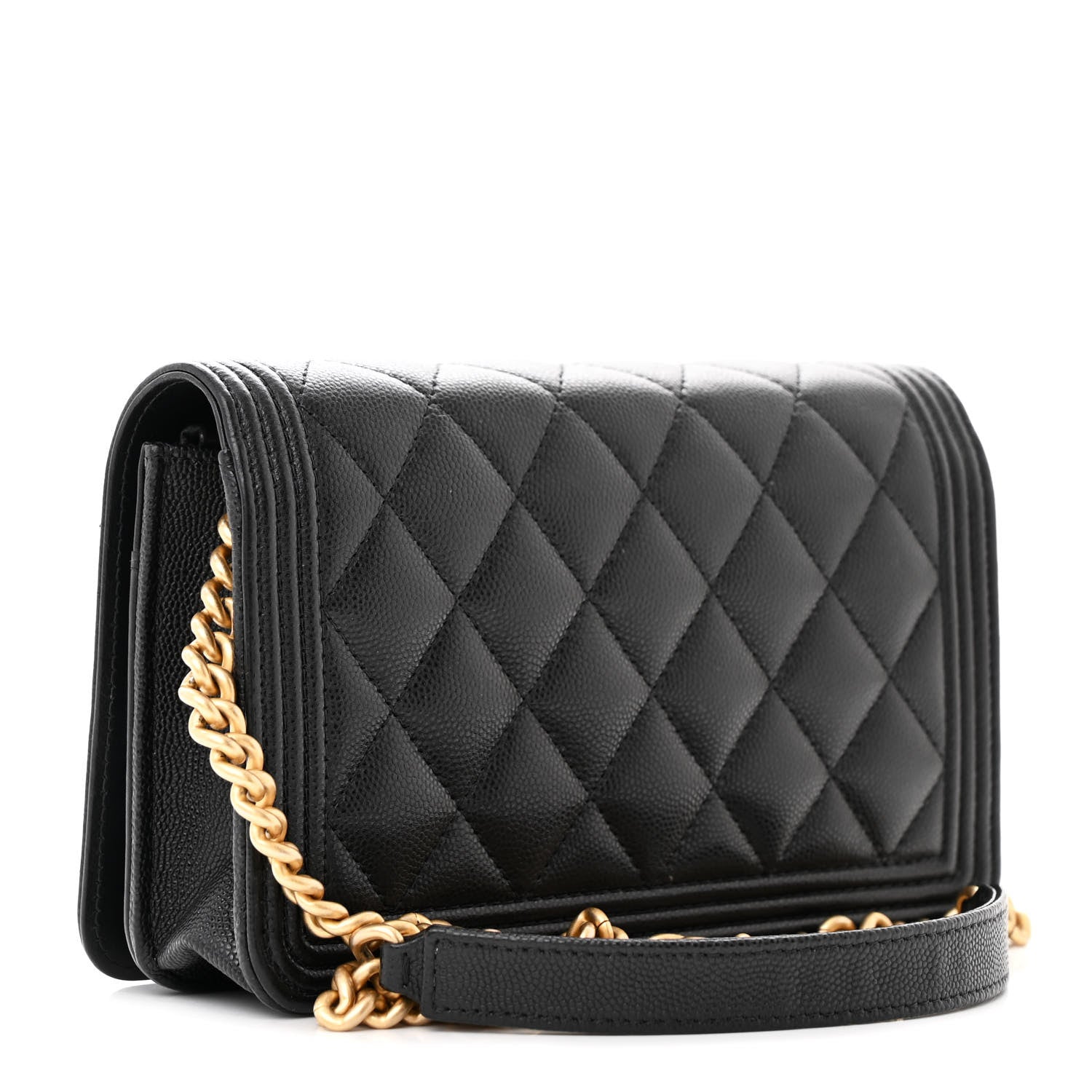 Caviar Quilted Boy Wallet On Chain WOC Black