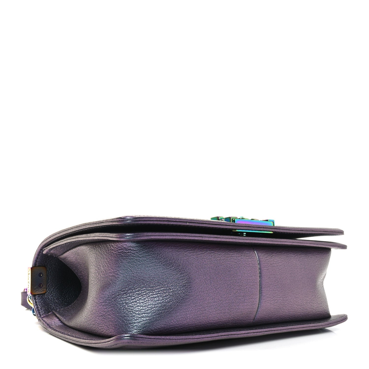 Iridescent Goatskin Quilted Medium Boy Flap Purple