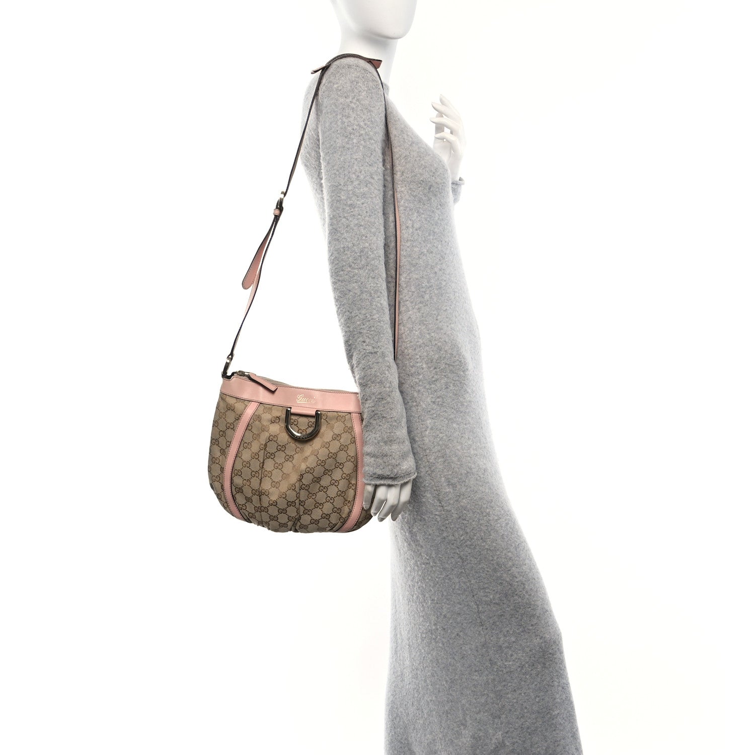 Monogram Small D Gold Ring Messenger Pink and Beige