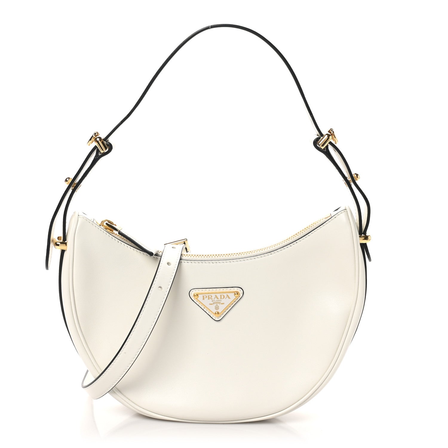 Soft Calfskin Arque Shoulder Bag White
