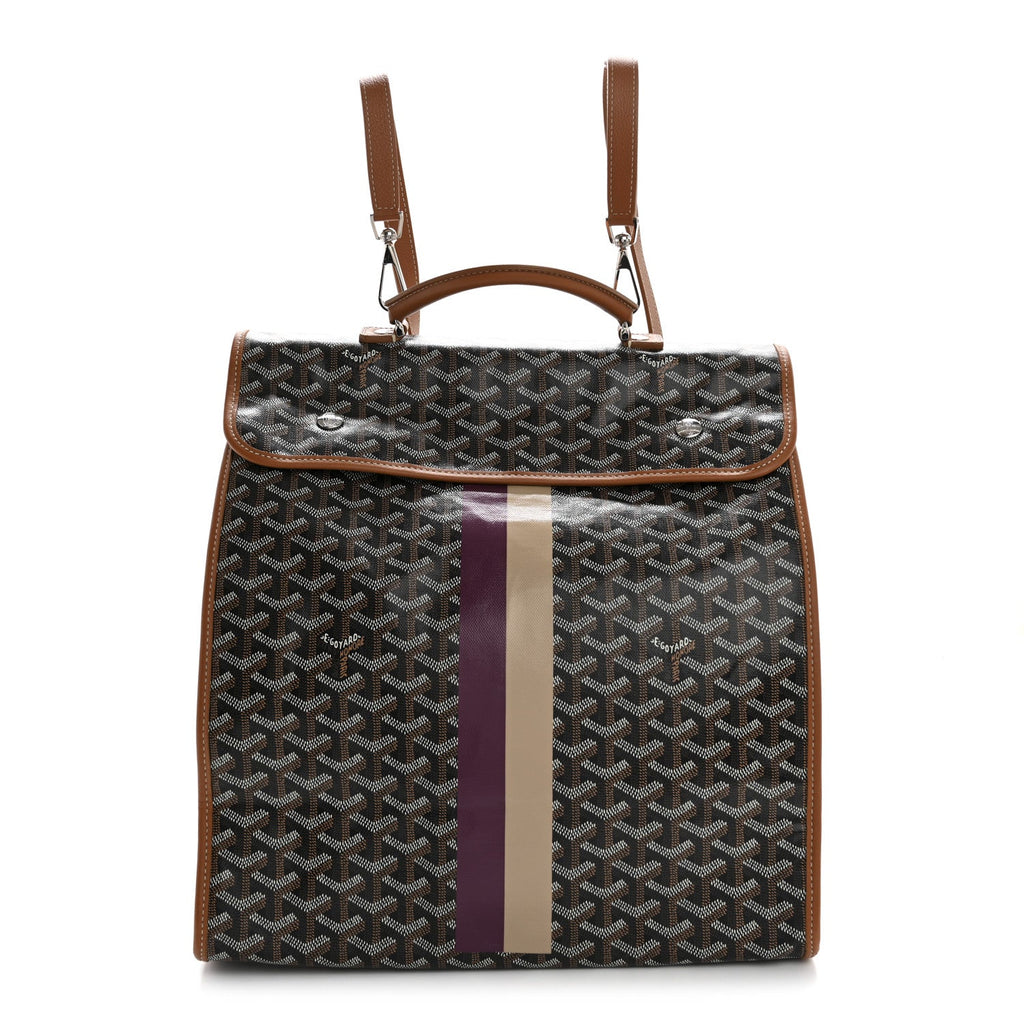 Goyardine Saint Leger Soft Briefcase Backpack Black Gold