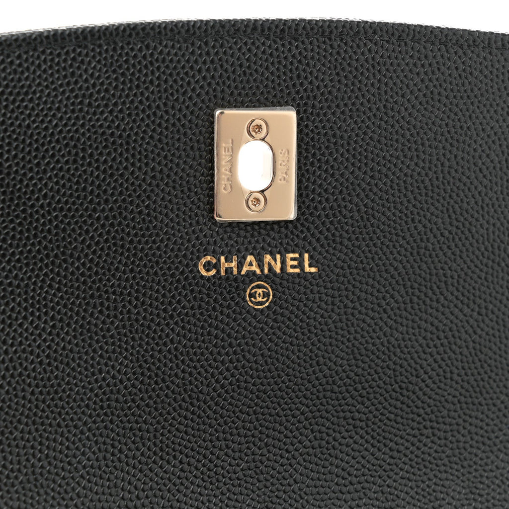 Caviar Quilted Trendy Handle Clutch With Chain Black