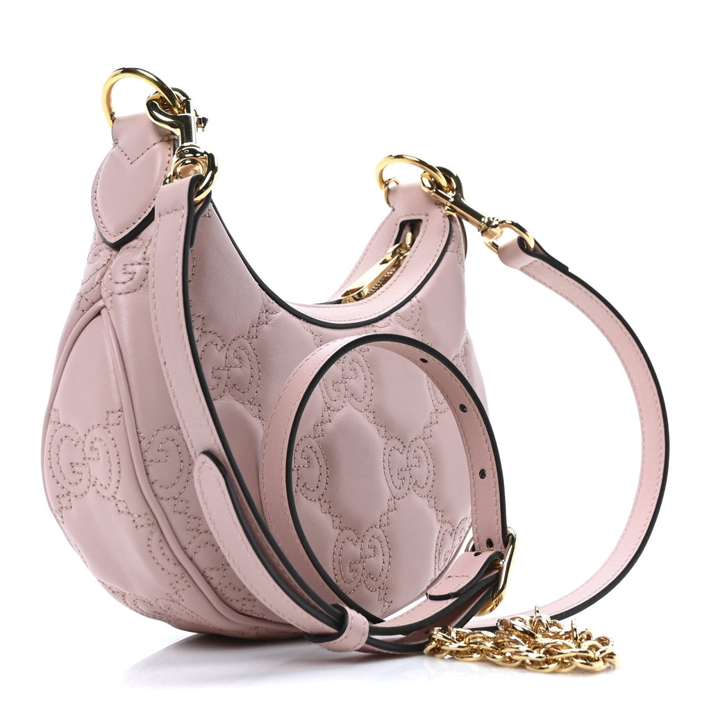 Calfskin GG Matelasse Mini Hobo Shoulder Bag Perfect Pink Natural
