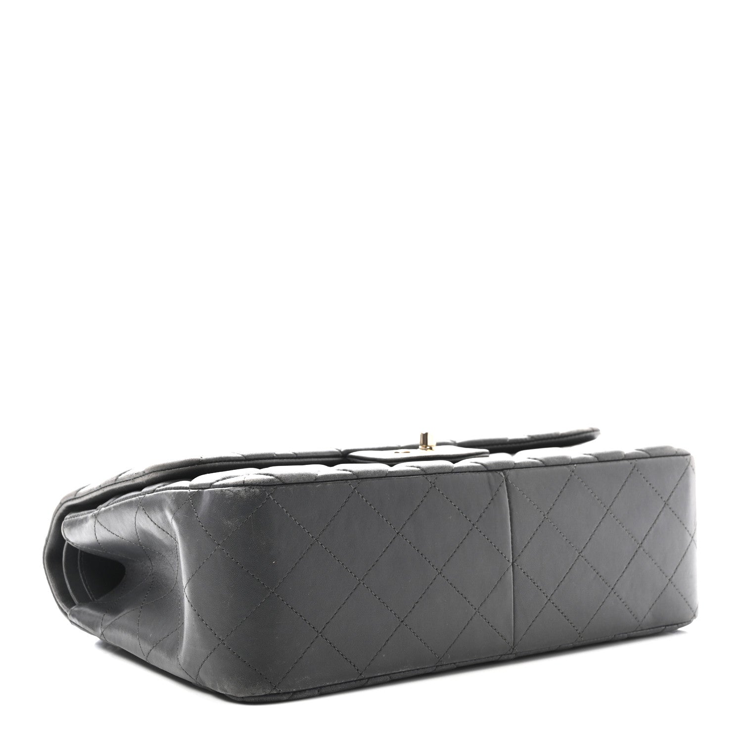 Lambskin Quilted Jumbo Double Flap Dark Grey