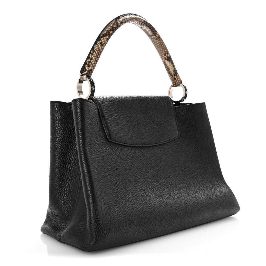 Taurillon Snakeskin Capucines MM Black