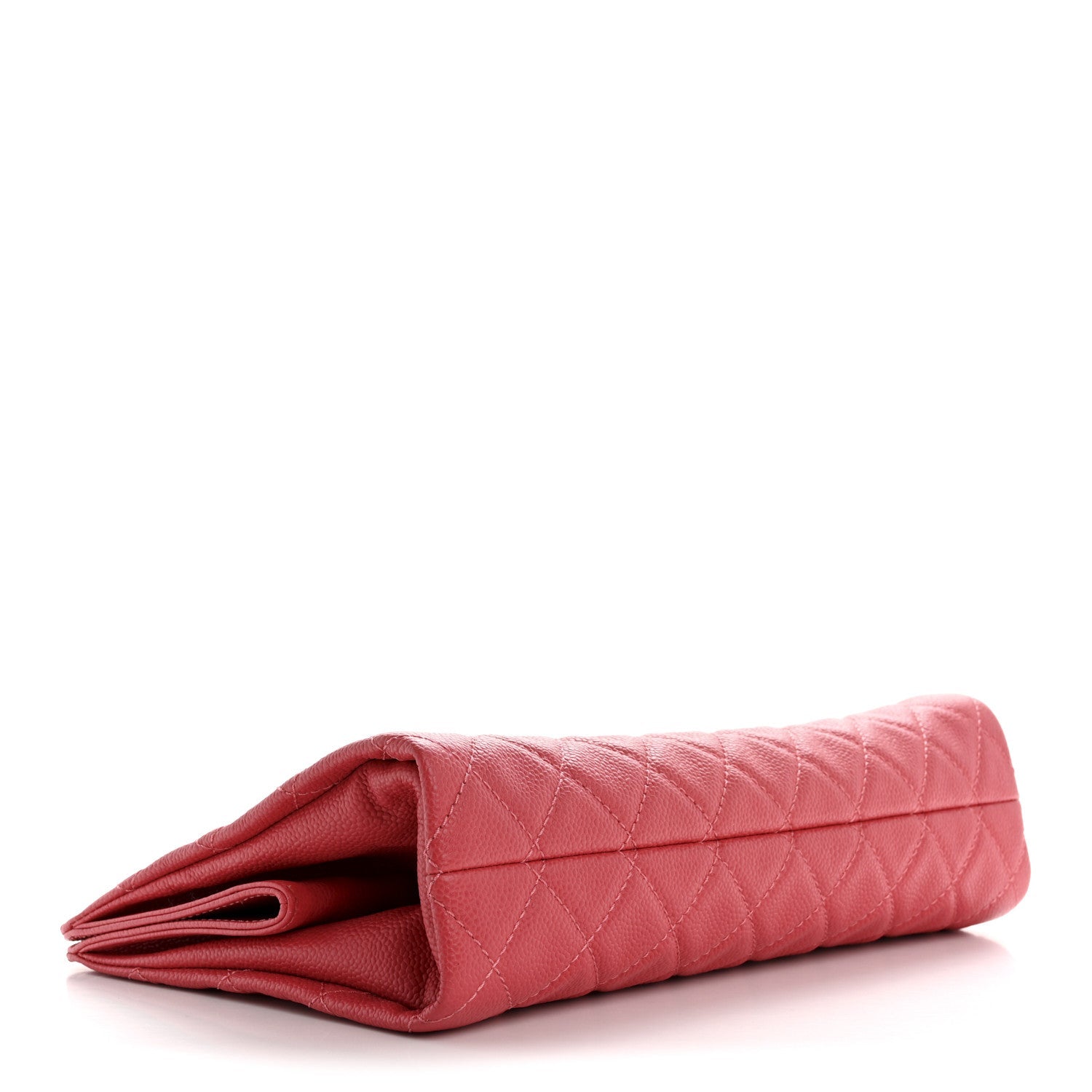 Caviar Quilted CC Large Clutch Coral