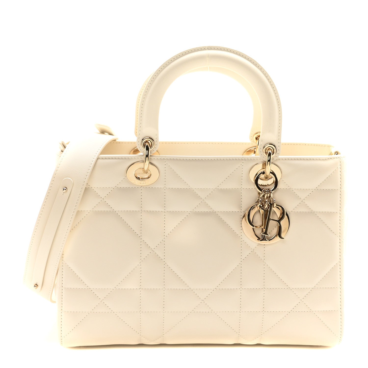 Calfskin Maxi Cannage Medium My ABCDior Lady D-Sire Tote White