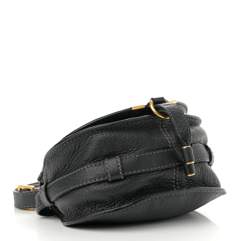 Calfskin Mini Marcie Round Crossbody Bag Black