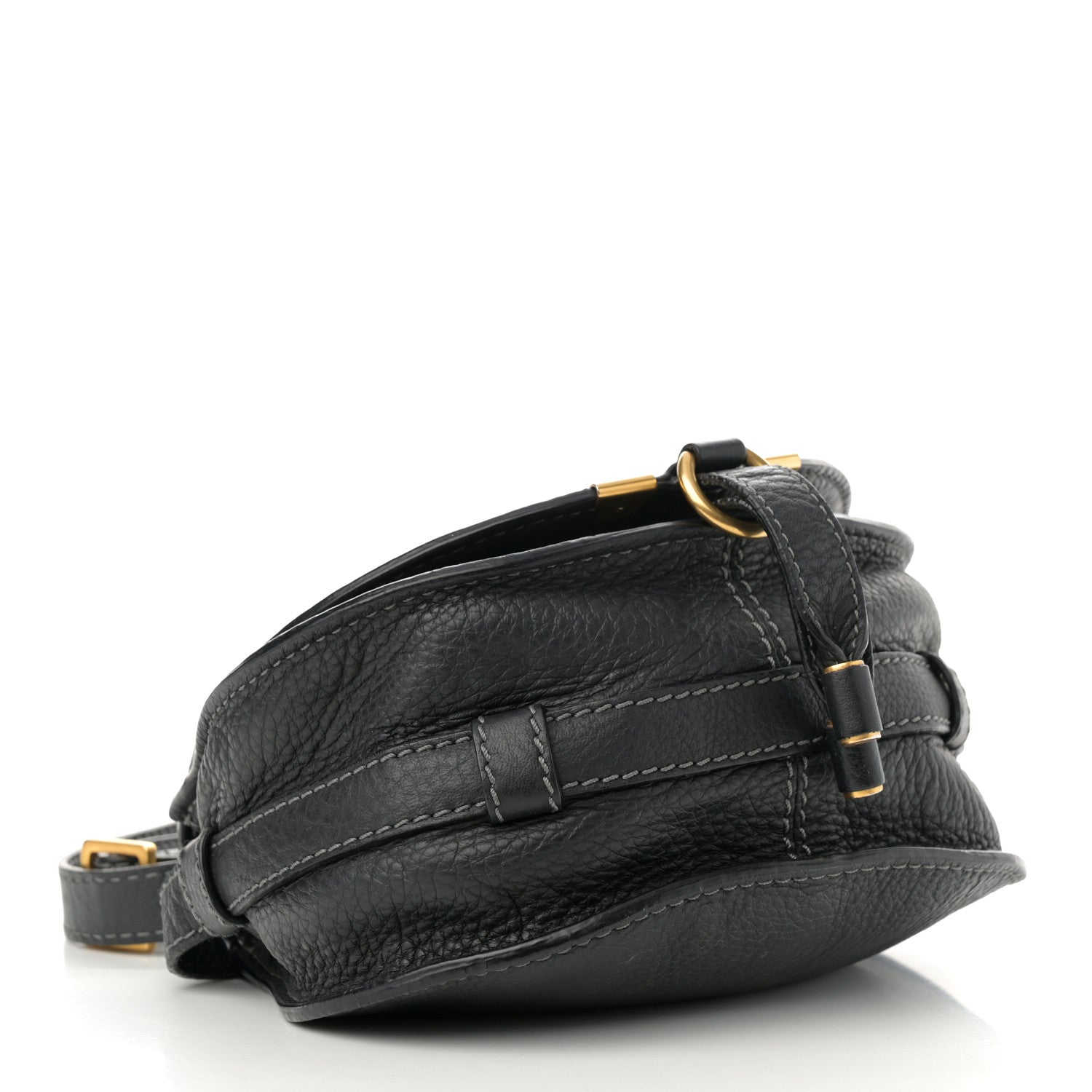 Calfskin Mini Marcie Round Crossbody Bag Black