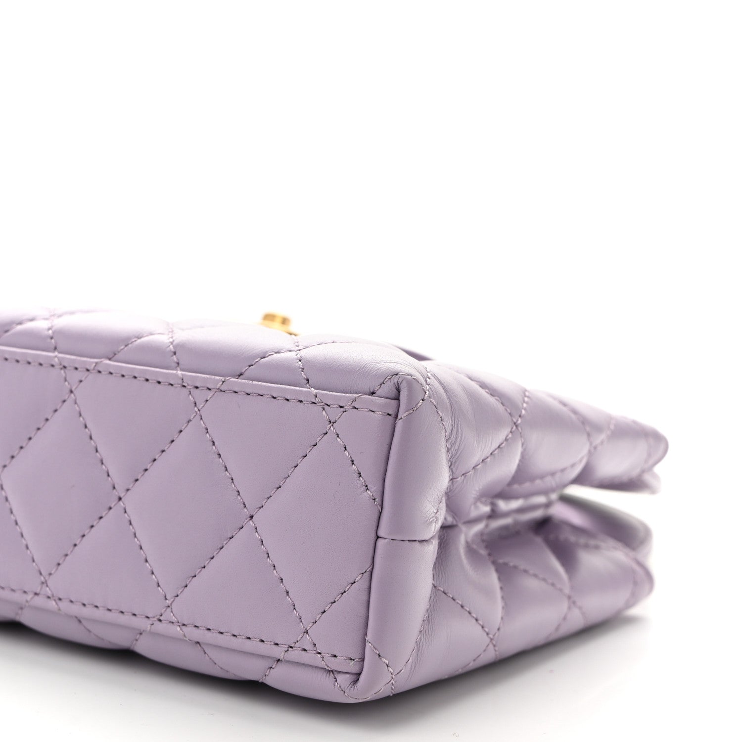 Shiny Aged Calfskin Quilted Nano Kelly Shopper Lilac
