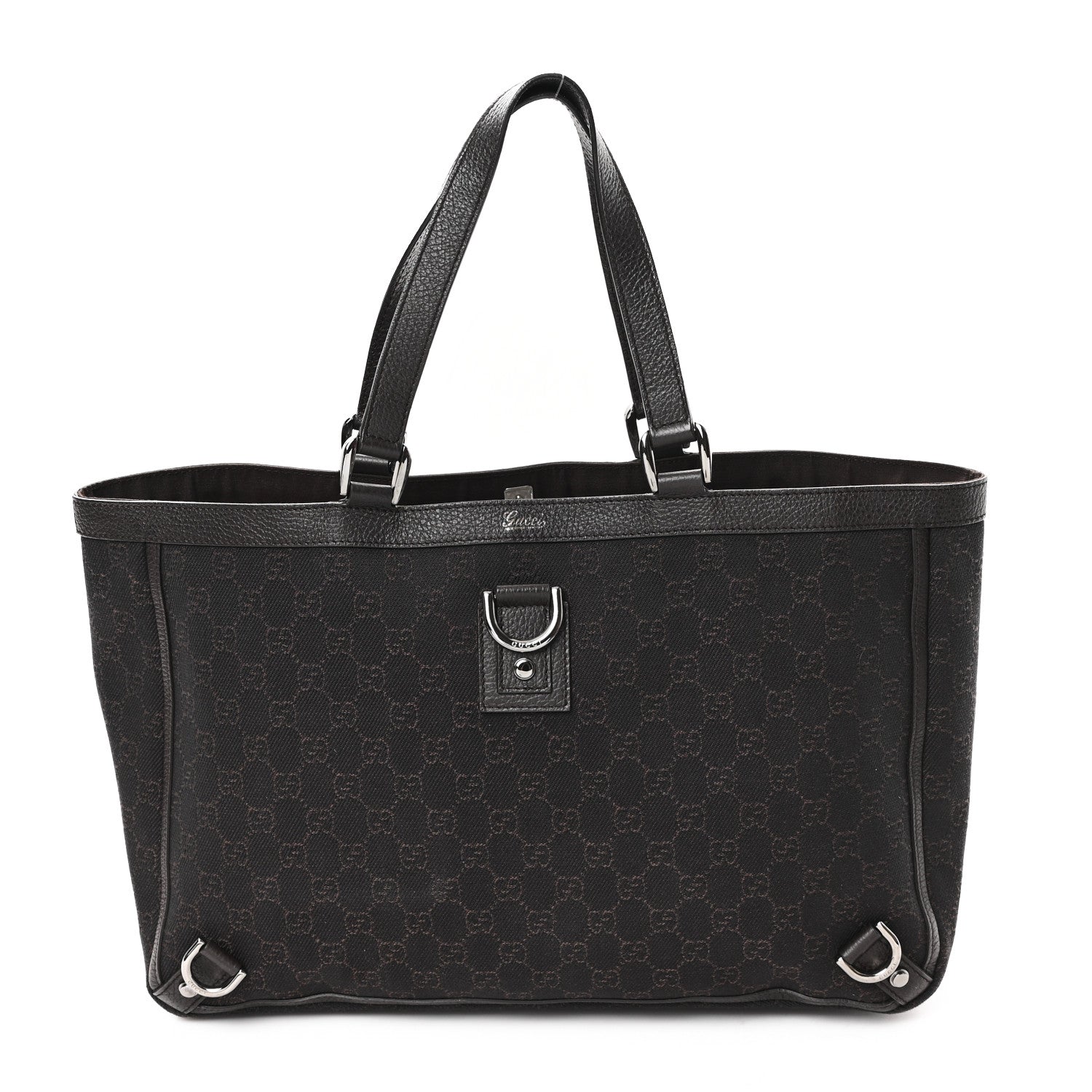 Denim Monogram Large Abbey Tote Dark Brown