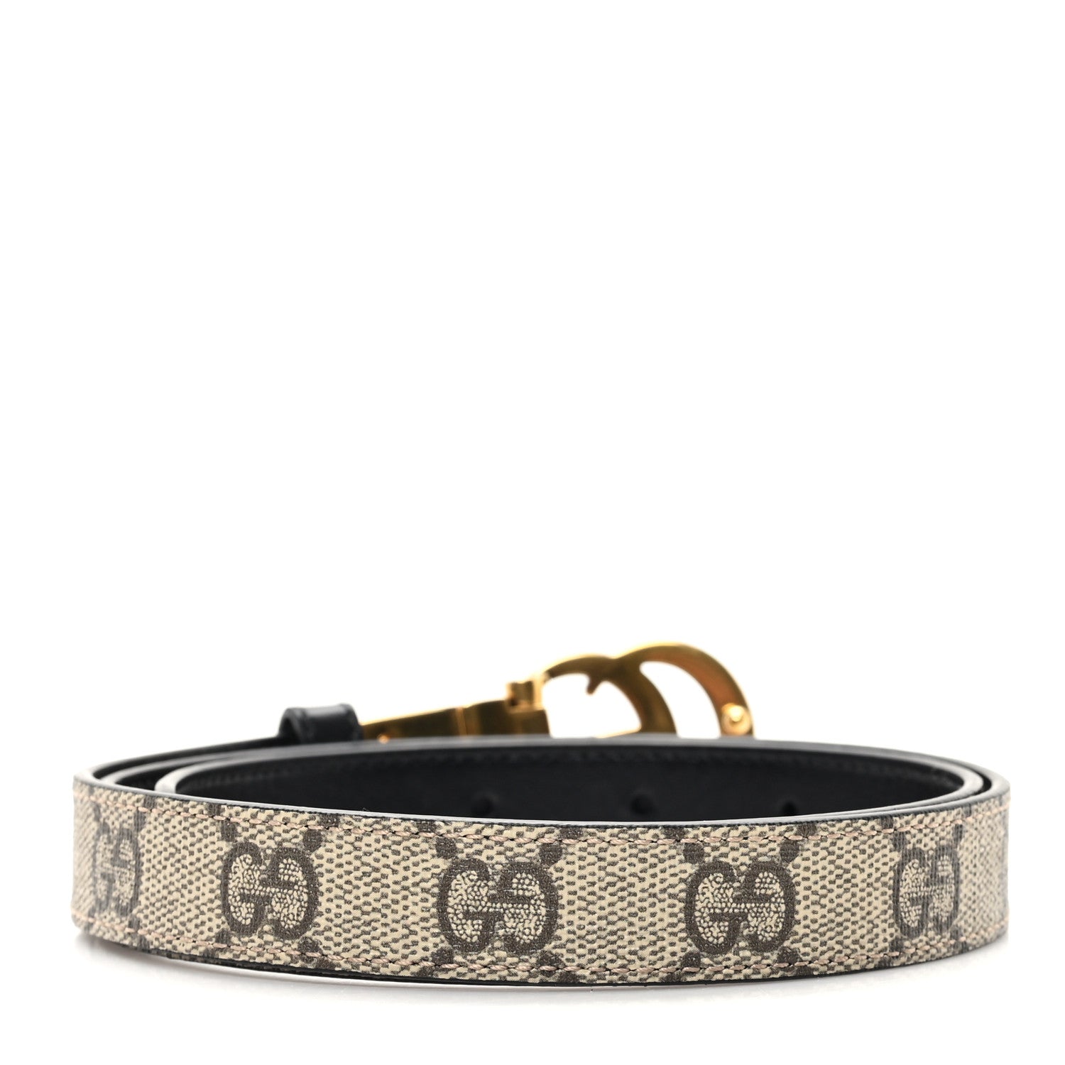 Calfskin GG Supreme Monogram Double G Reversible 20mm Belt 75 30 Beige New Acero