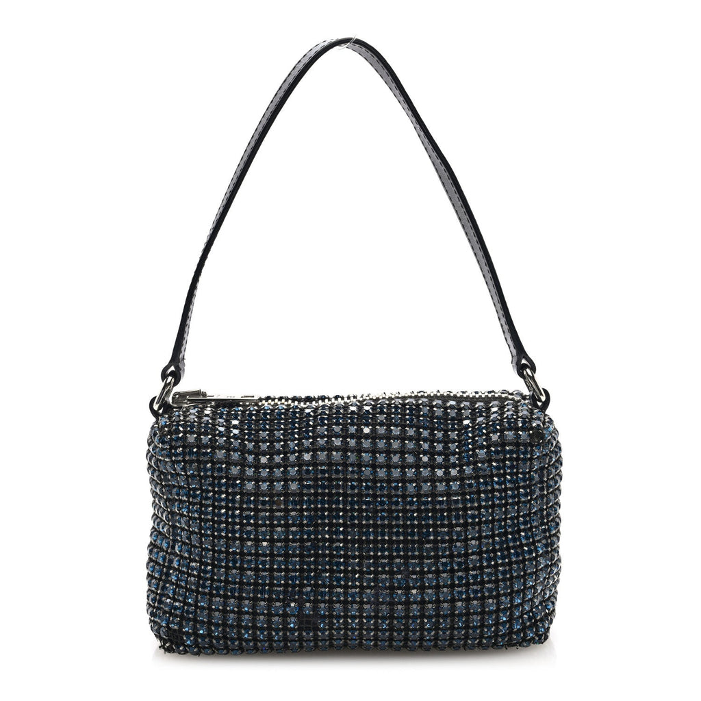 Mesh Crystal Rhinestone Mini Heiress Pouch Navy