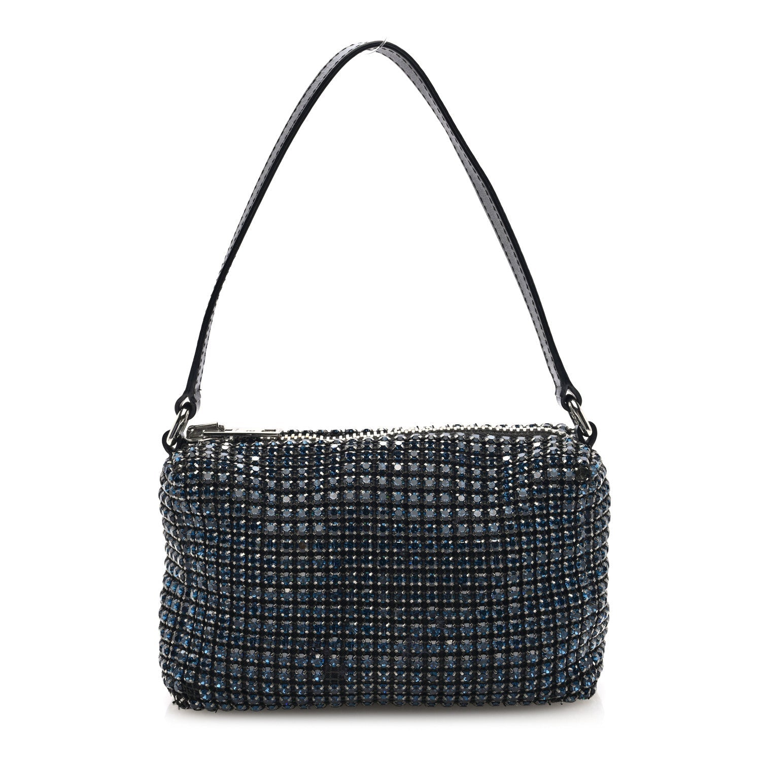 Mesh Crystal Rhinestone Mini Heiress Pouch Navy