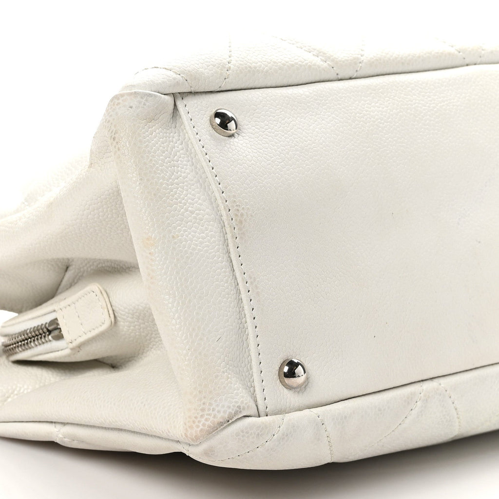 Soft Caviar Quilted CC Timeless Tote White