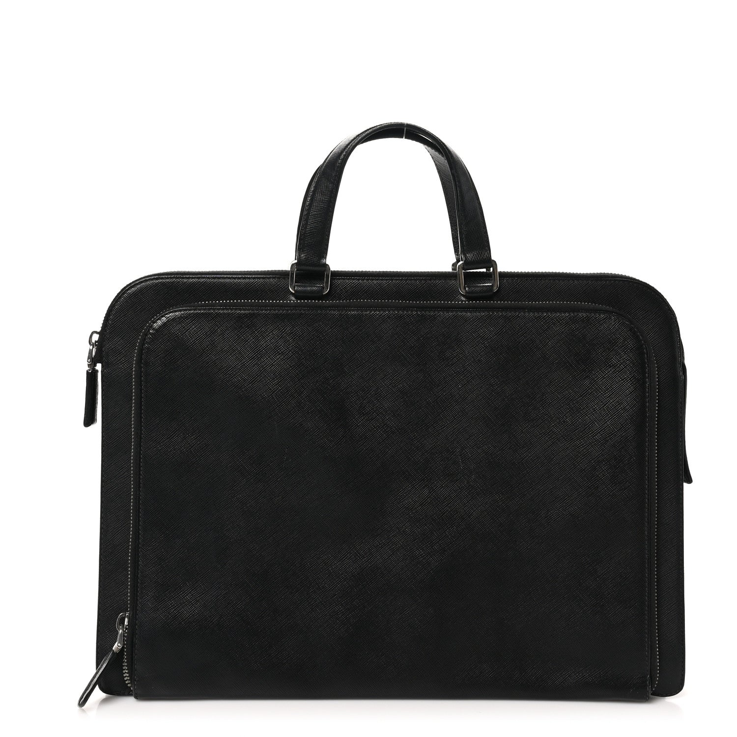 Saffiano Cuir Travel Front Zip Pocket Briefcase Black