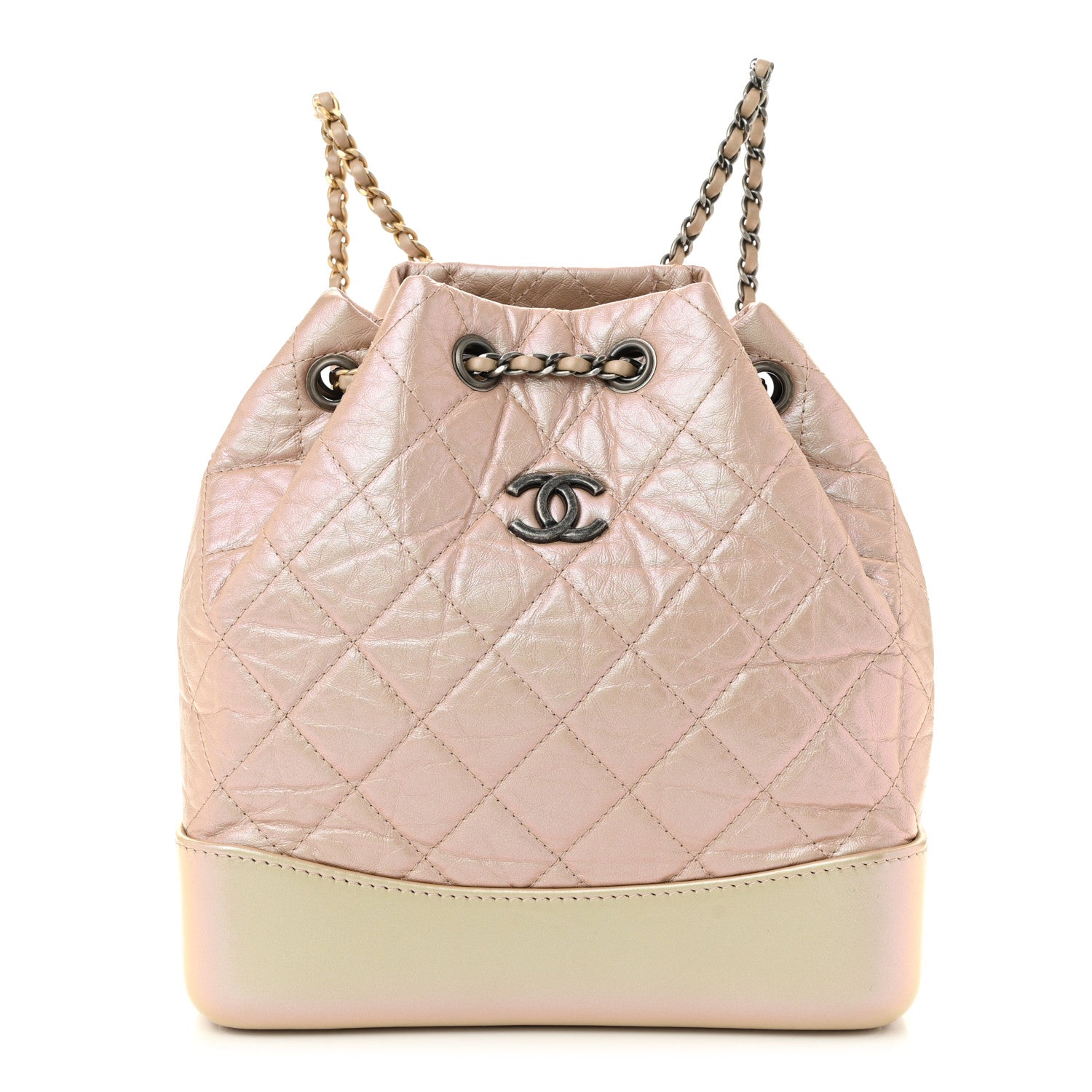 Iridescent Lambskin Calfskin Small Quilted Gabrielle Backpack Light Pink