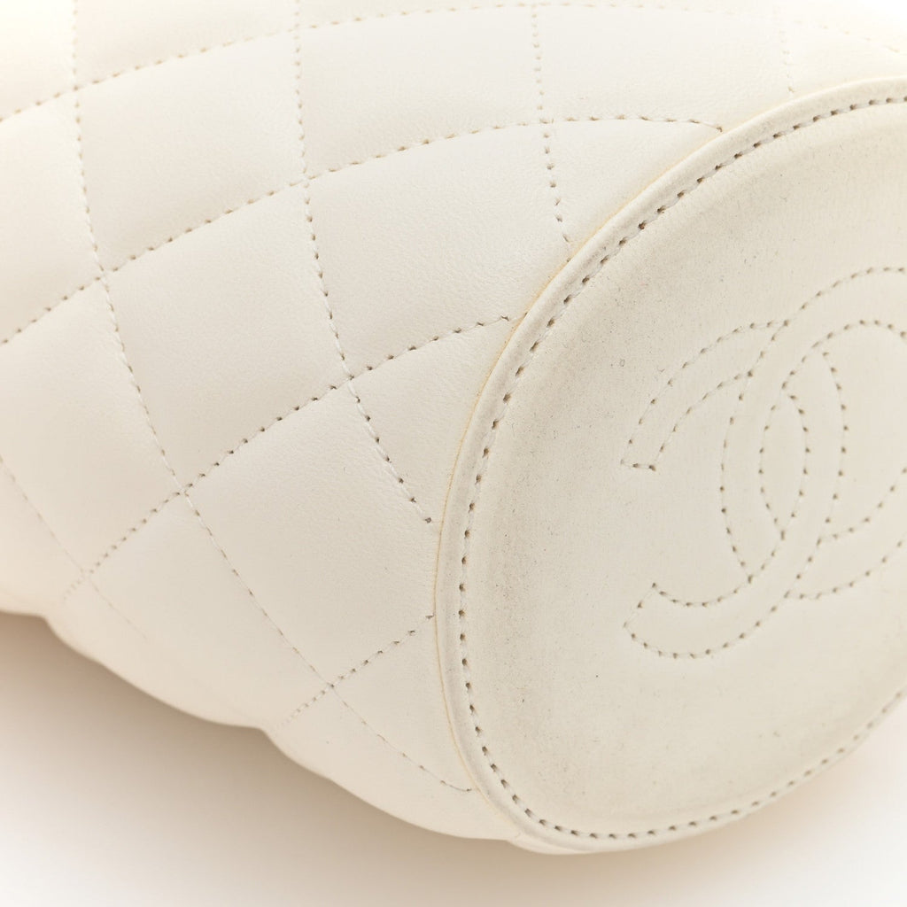 Lambskin Quilted Mini Crown Box Bag White