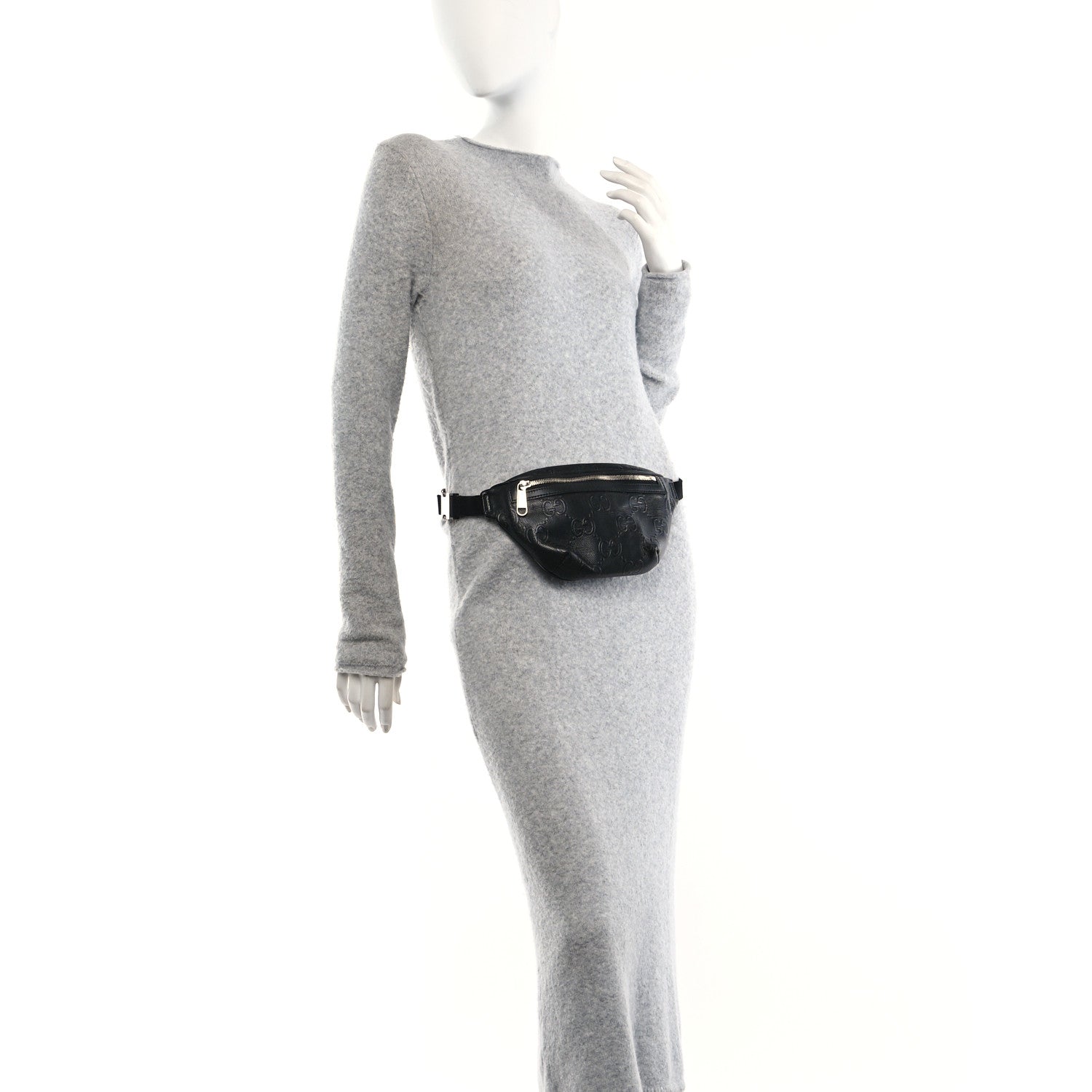 Calfskin GG Tennis Embossed Belt Bag Black