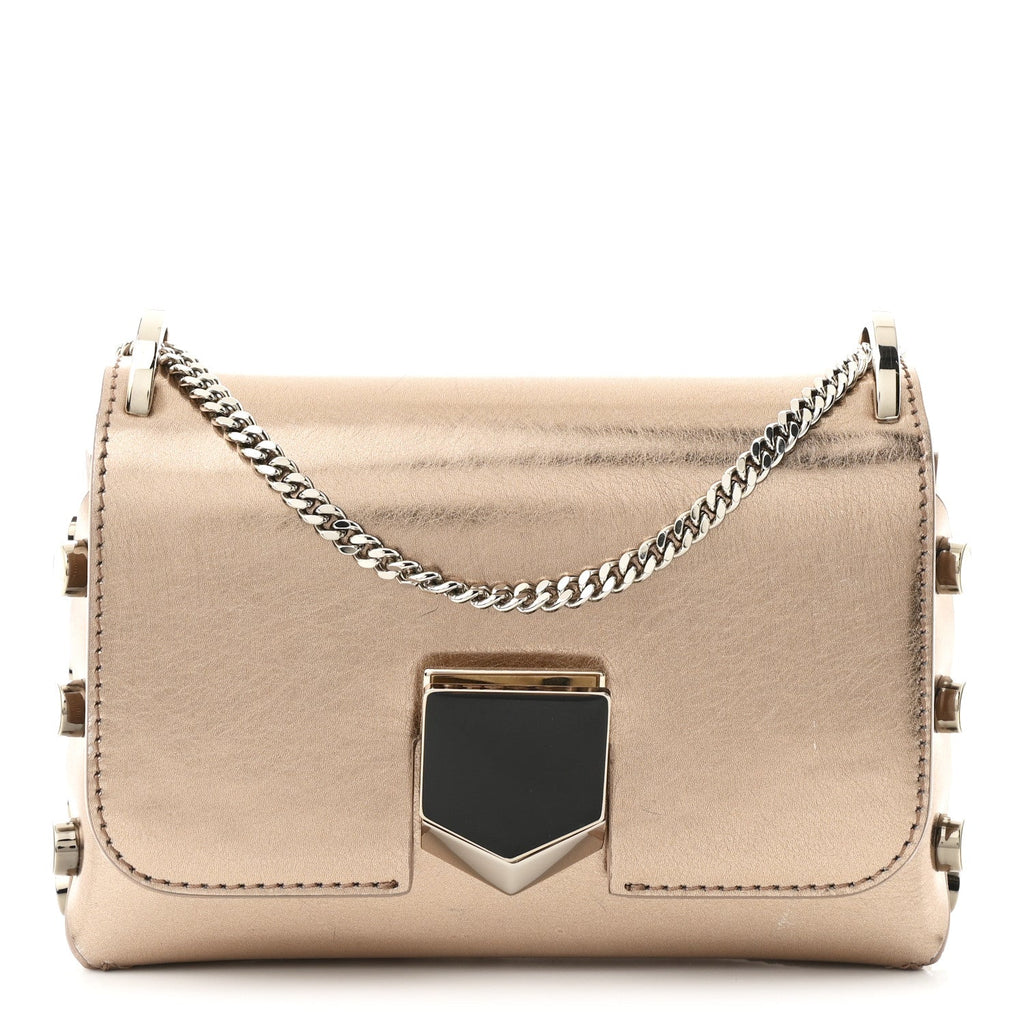 Metallic Calfskin Lockett Petite Shoulder Bag Pink