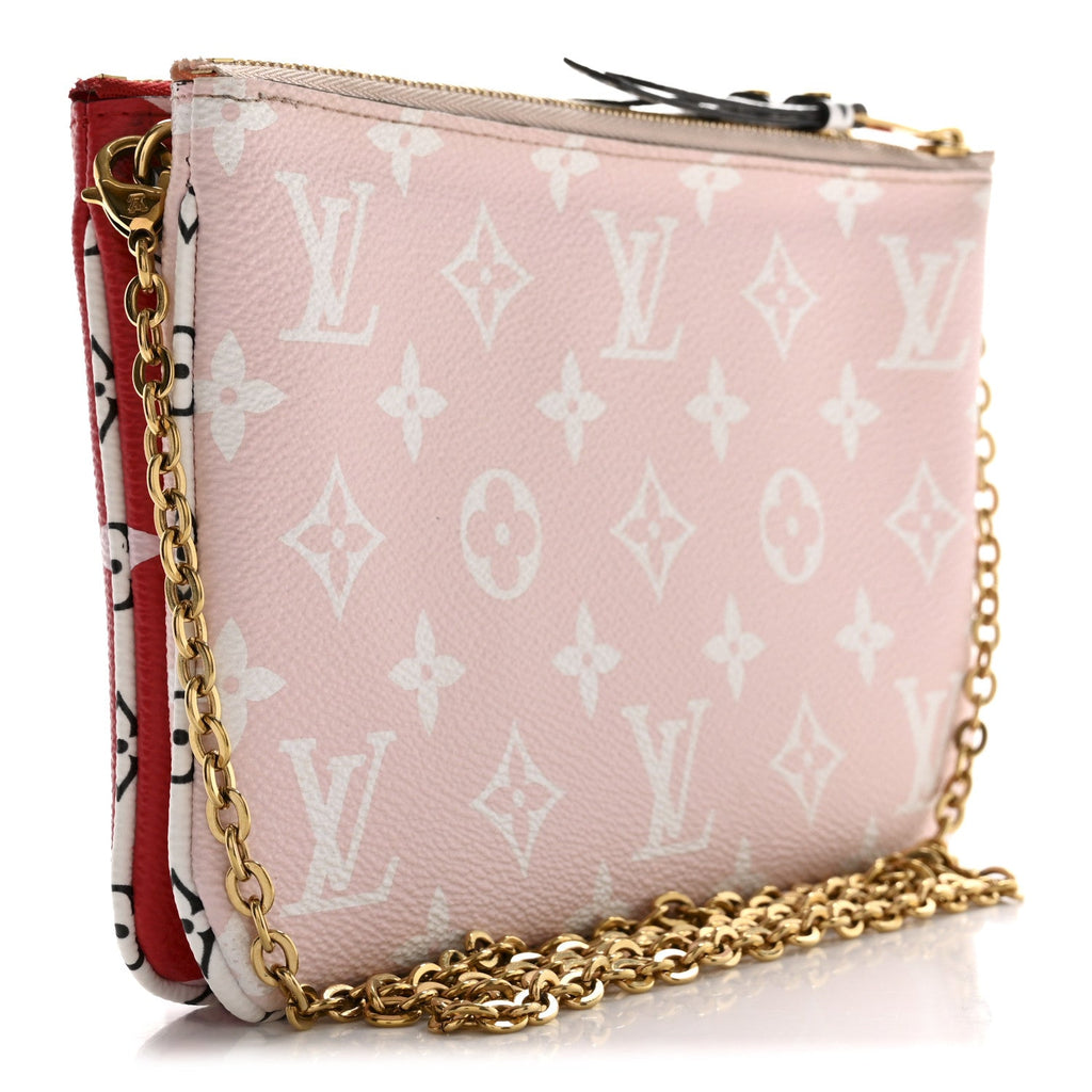 Monogram Giant Double Zip Pochette Rouge