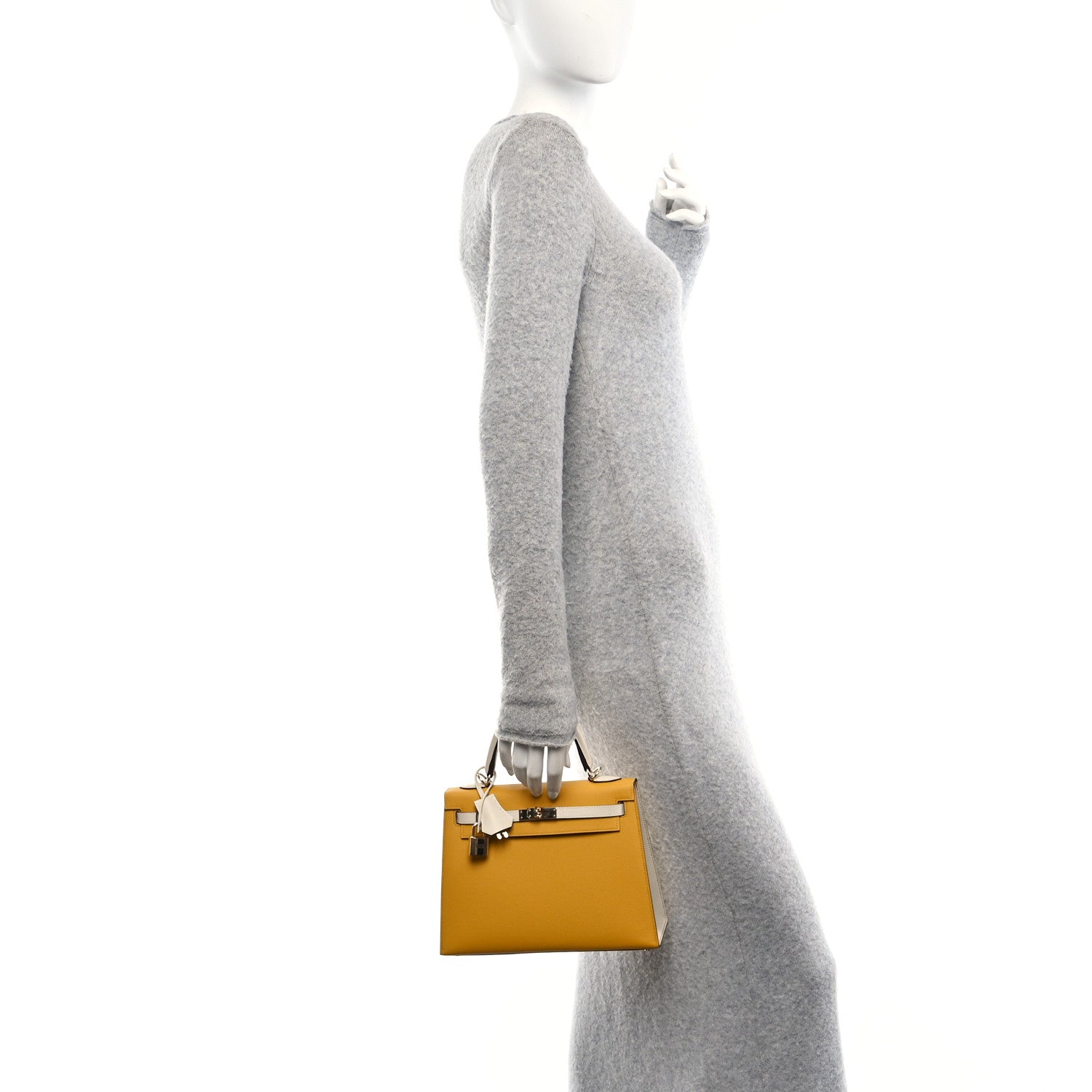 Epsom Bi-Color Horseshoe Kelly Sellier 25 Jaune Ambre Craie