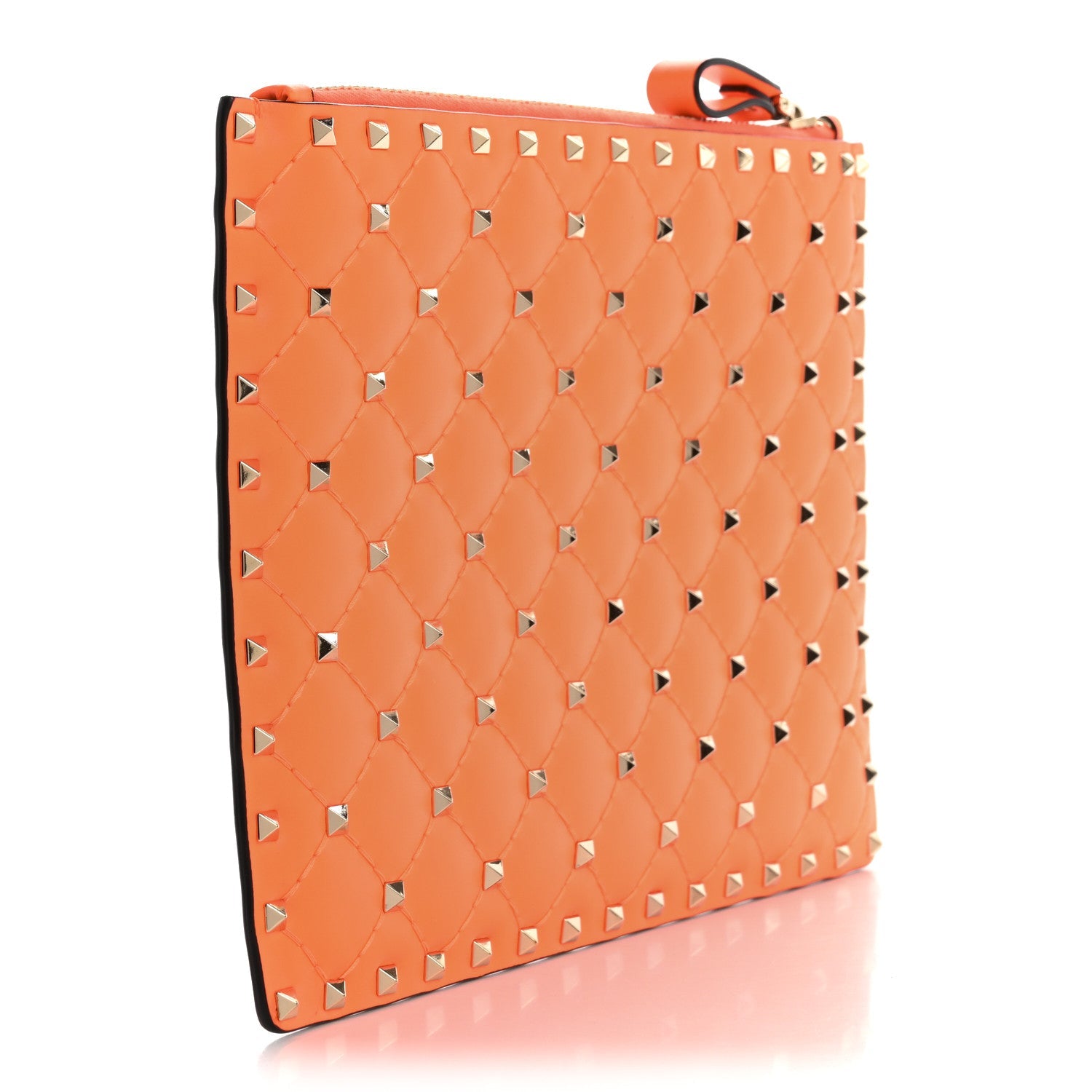 Nappa Rockstud Spike Pouch Neon Orange