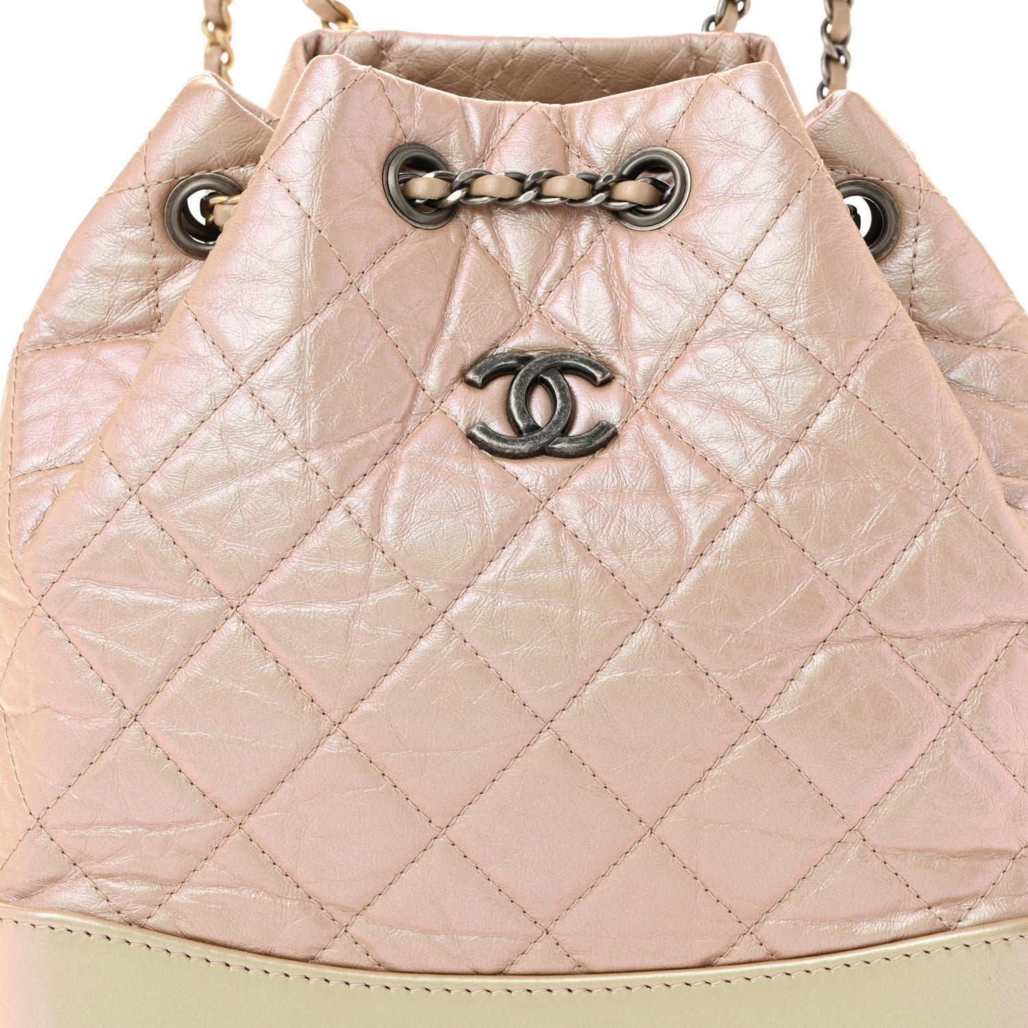 Iridescent Lambskin Calfskin Small Quilted Gabrielle Backpack Light Pink
