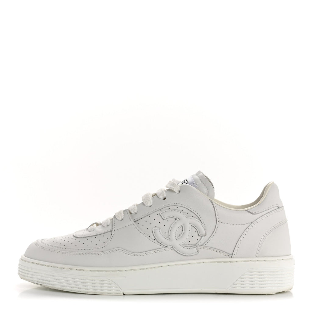 Calfskin Womens CC Sneakers 39.5 White