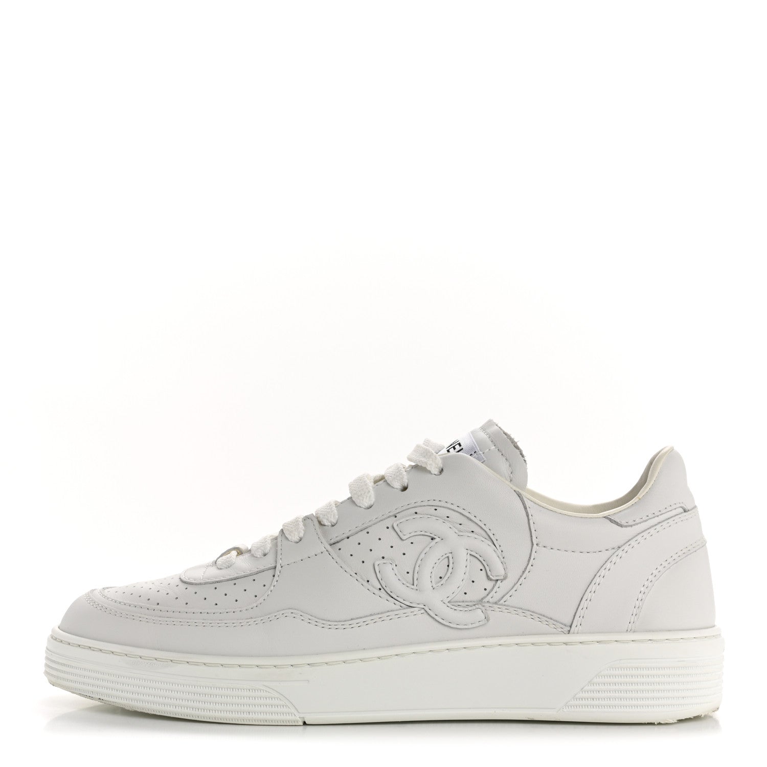 Calfskin Womens CC Sneakers 39.5 White
