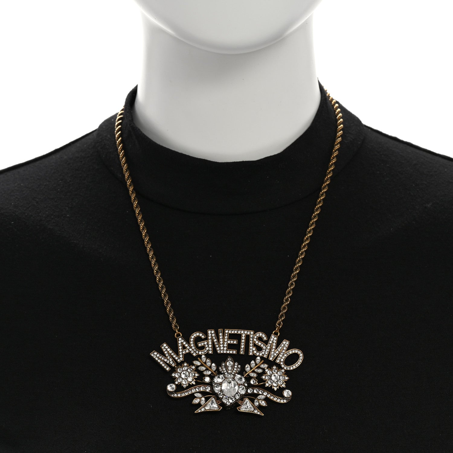 Metal Crystal Magnetismo Necklace Aged Gold
