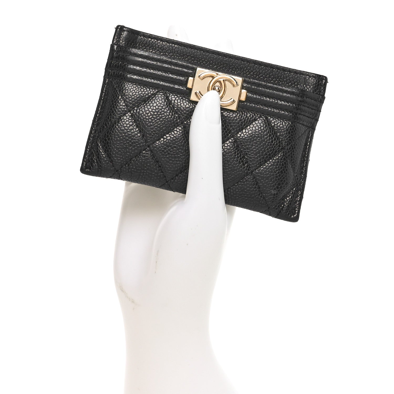 Caviar Quilted Boy  Holder Black