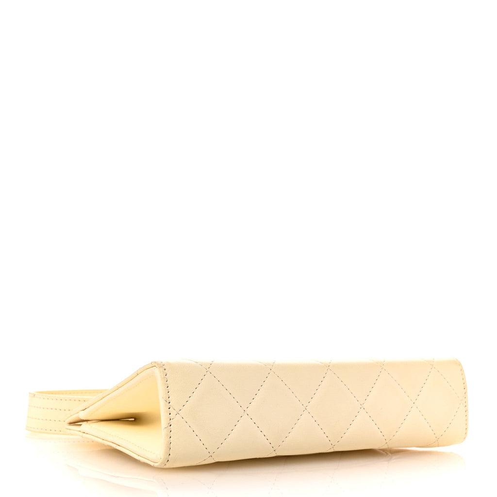 Lambskin Quilted Evening By The Sea Clutch  White